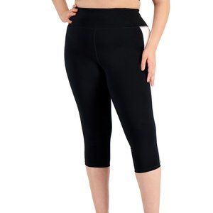 NWT ID Ideology Womens Cropped Colorblock Leggings Black Plus Size 2X $50 JJ356